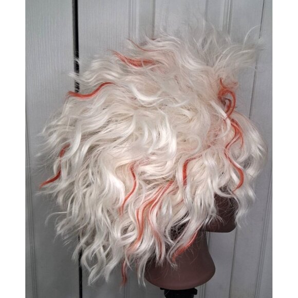 Ken Takakura Adult Wig Dandadan Okarun Anime Cosplay White Red Wavy Costume NEW - Picture 3 of 7
